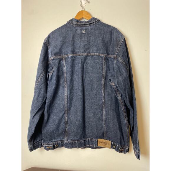 Vintage Men's Denim Trucker Jacket Size XXL Nautica Dark Denim Y2K Grunge - Picture 11 of 14